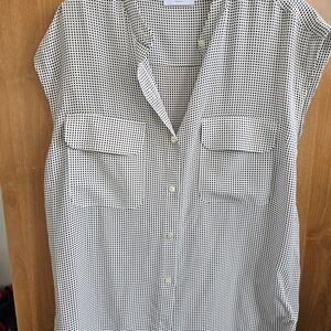 Equipment Black and White Polka Dot Top